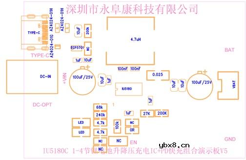 运用升降压充电芯片IU5180实现Type-c给1-4节锂电池快速充电