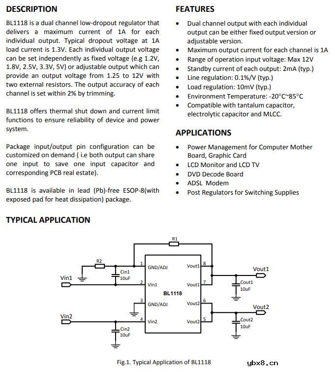 线性稳压器及LDO BL1118CS8TR1833特性参数与封装规格图解