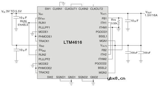 低压双8A输出开关型DC/DC稳压器μModule　LTM4