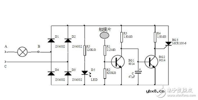 触摸延时开关接线图解_触摸延时开关原理图_触摸延时开关电路