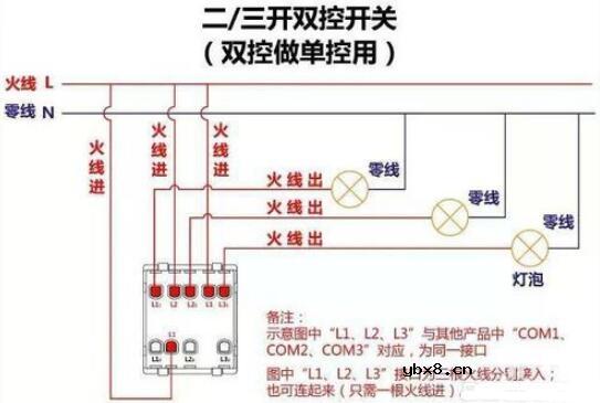 家装开关接线图怎么接