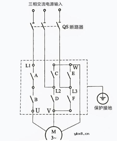 三相倒顺开关的接线图