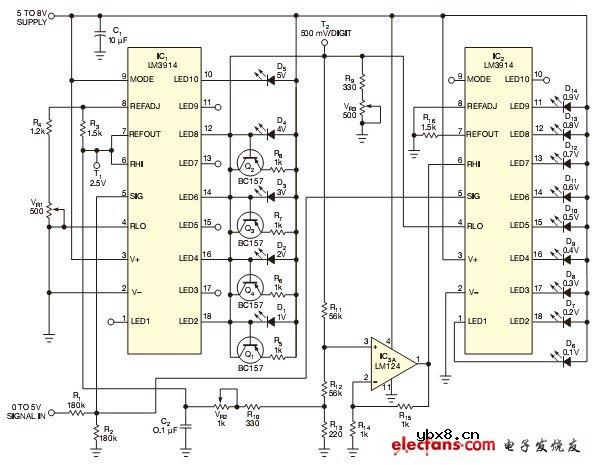 显示两位数字的LED条状显示屏