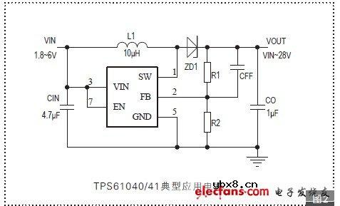 TPS61040实现白光LED驱动器