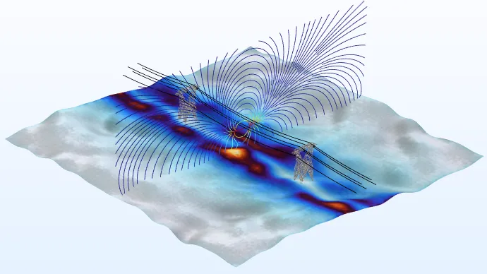 COMSOL -电力输电线的电场和磁场仿真
