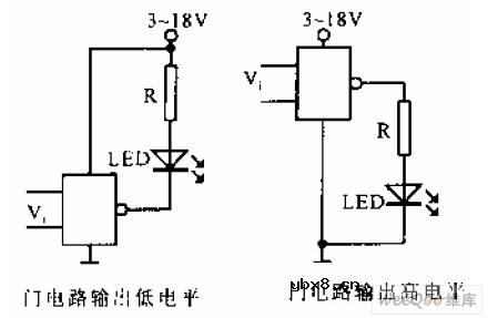 CMOS-发光二极管LED的接口电路