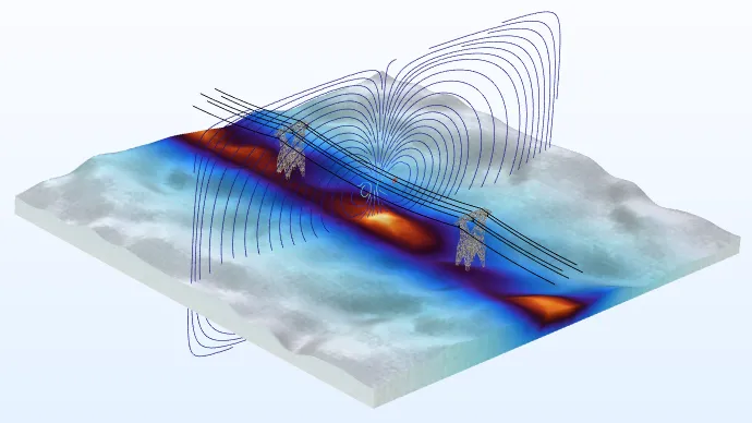 COMSOL -电力输电线的电场和磁场仿真