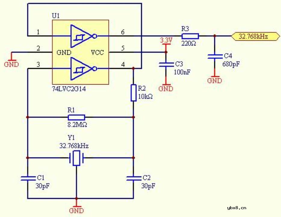 四脚有源晶振电路图