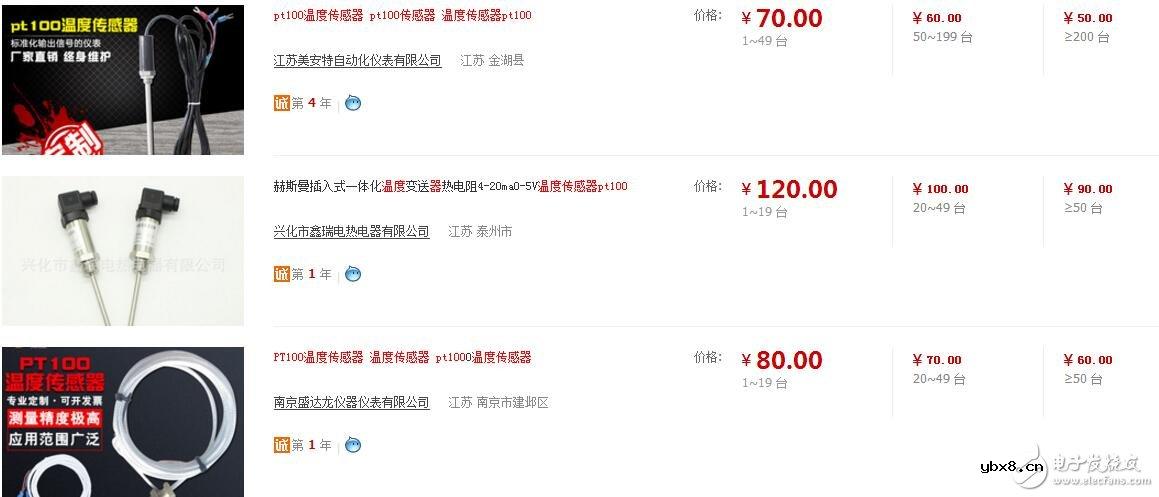 pt100温度传感器型号，pt100温度传感器价格