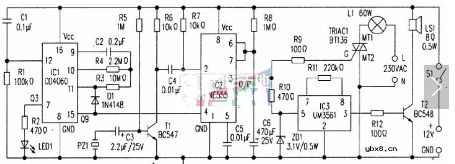 振动传感器应用电路_四款压电陶瓷振动传感器报警电路