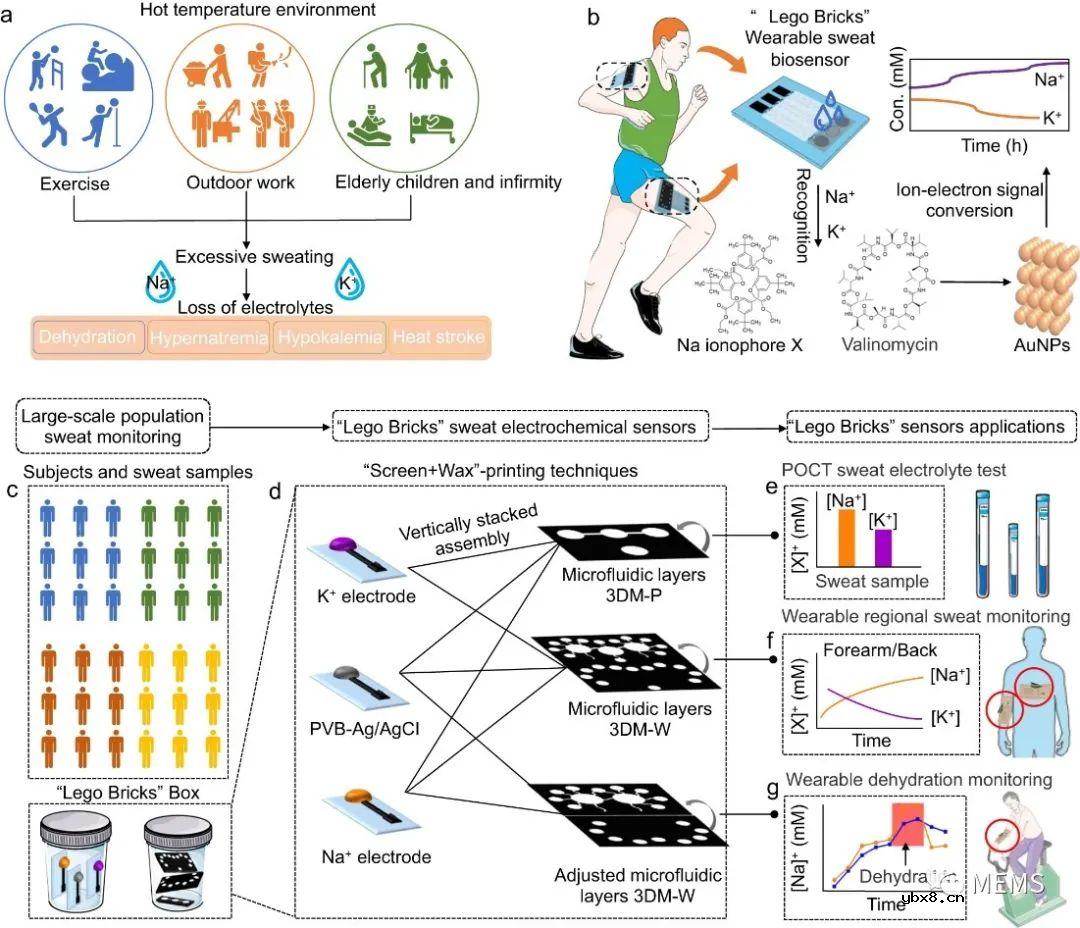 实时监测电解质水平的全印刷“乐高积木”式可穿戴汗液传感器