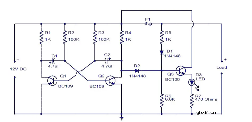 具有自动状态指示器的保险丝的电路图