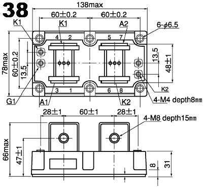 可控硅、达灵顿、IGBT、MOSFET等大功率模块外形图