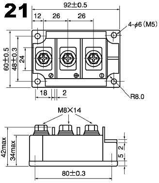 可控硅、达灵顿、IGBT、MOSFET等大功率模块外形图