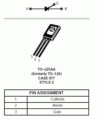 各种不同封装形式的单双向可控硅引脚图