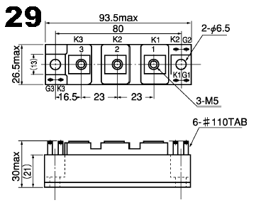 可控硅、达灵顿、IGBT、MOSFET等大功率模块外形图