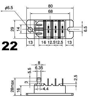 可控硅、达灵顿、IGBT、MOSFET等大功率模块外形图