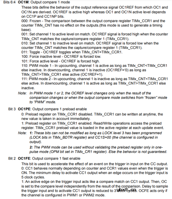 总结一下定时器的几种输出比较模式