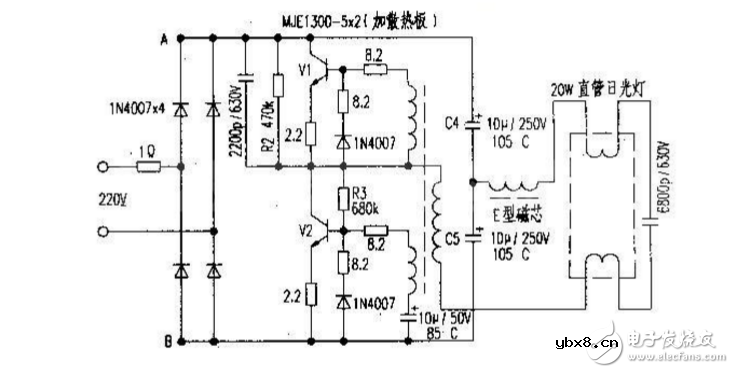 九款最简单的电子镇流器电路图原理图分析