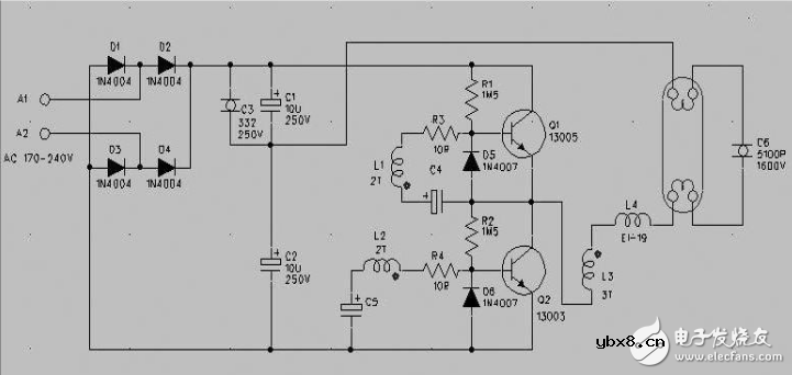 九款最简单的电子镇流器电路图原理图分析