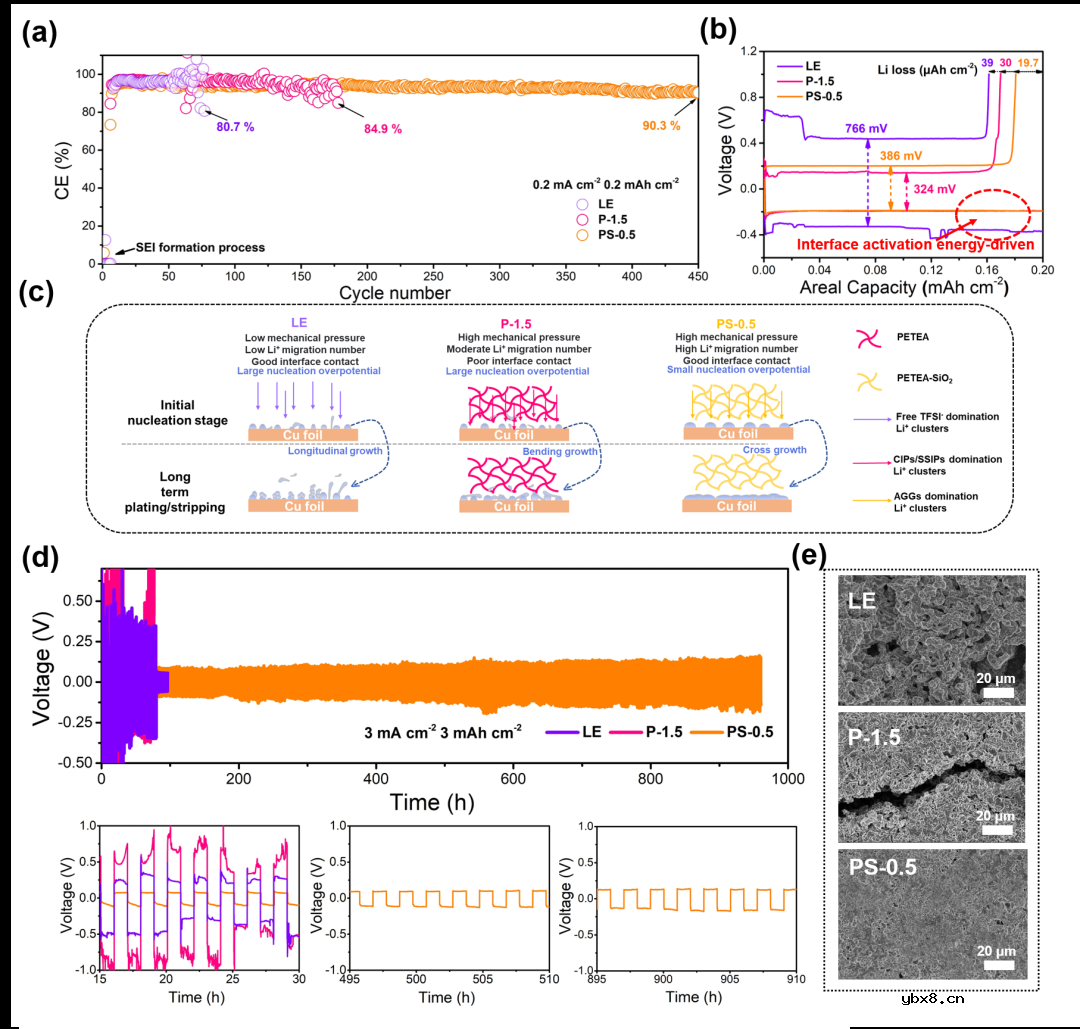 复合凝胶电解质中无机填料助力锂金属电池富无机物SEI的形成