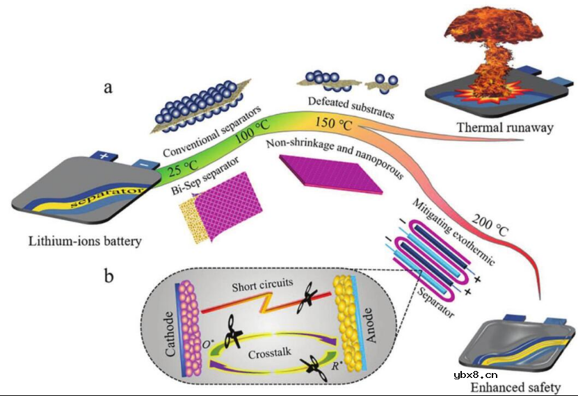 一种双连续隔膜(Bi-Sep)以提高电池安全性
