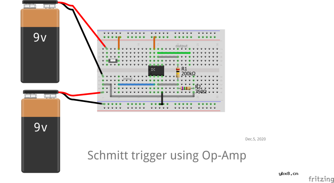 如何制作一种基于运算放大器的施密特触发器？