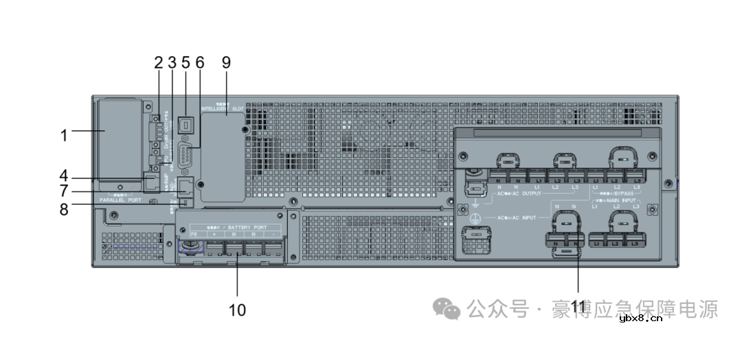 功率三相UPS电源外接电池组中性线怎么接？