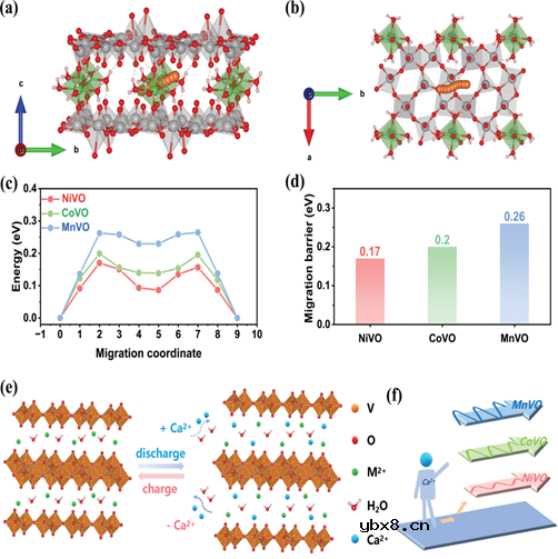过渡金属钒酸盐用于钙离子电池