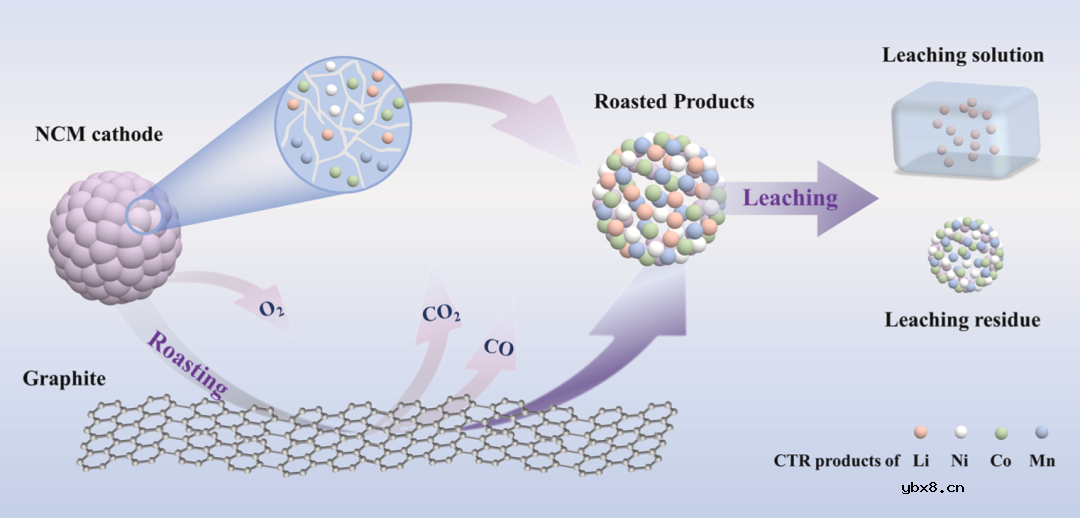 原位碳热还原法从废旧锂离子电池中选择性回收锂的热力学和实验分析