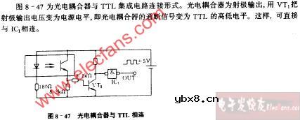 光电耦合器与TTL相连电路图