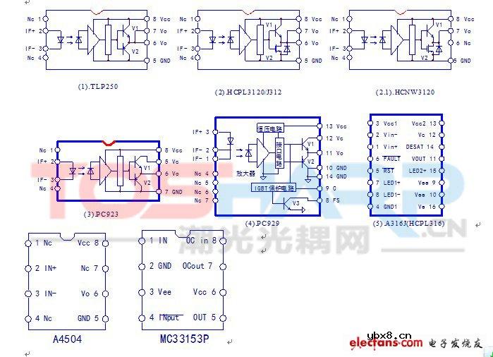 变频器电路中光耦器件功能引脚图
