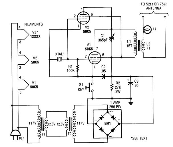 7兆赫的6瓦经济莫尔斯码的发射器